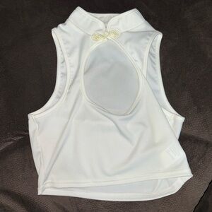 white halter top with opening
